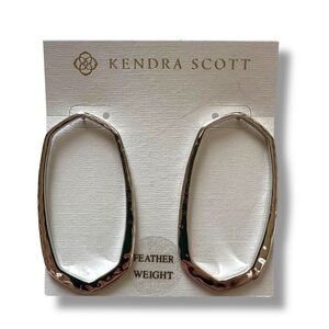 Kendra Scott Zorte Open Hammered Frame Earrings, Silver Tone NWT